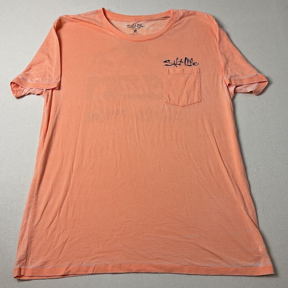 Salt Life Peach Aloha Casual Short Sleeve Burnout T Shirt Womens 2X